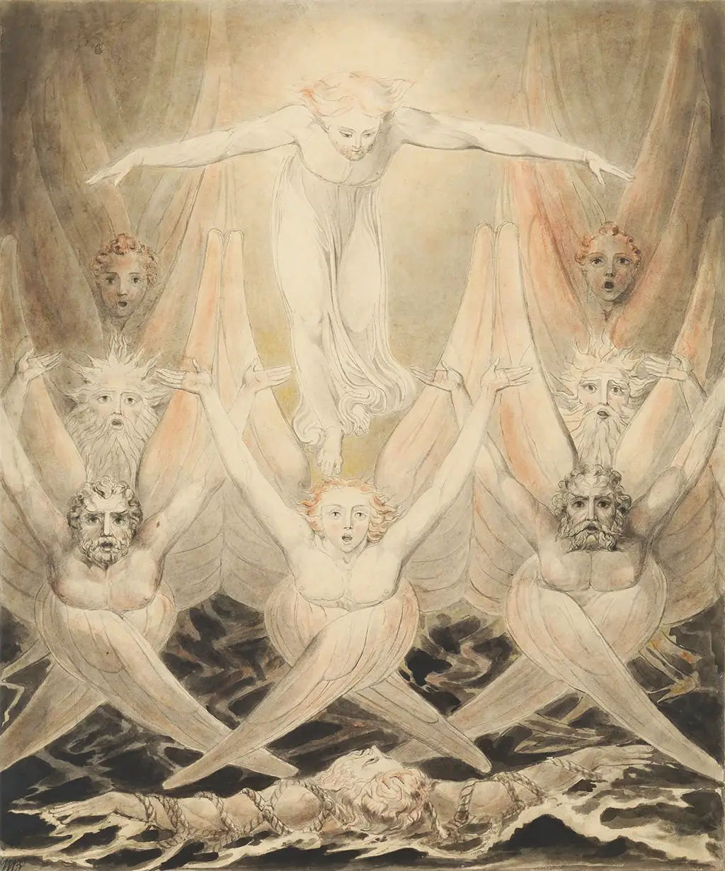 David Delivered out of Many Waters in Detail William Blake